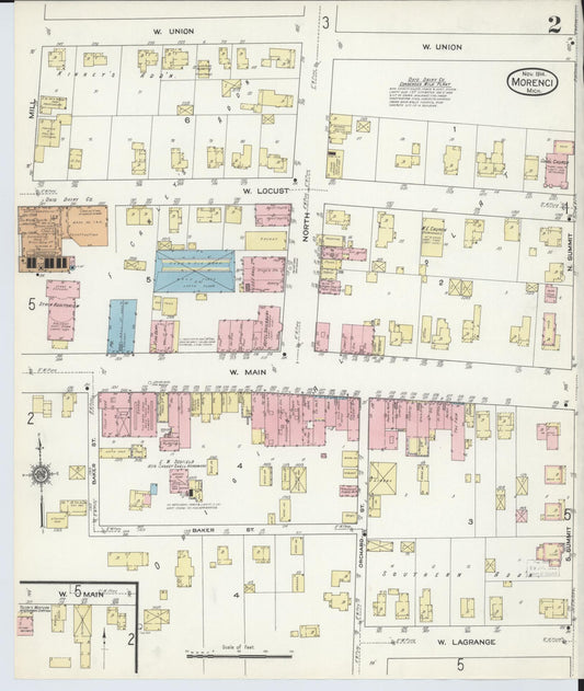 Sanborn Fire Insurance Map from Morenci, Lenawee County, Michigan (1914), Sheet #0002 - Historic Sanborn Fire Insurance Map Print, vintage old map wall art, antique decor, genealogy gift, Michigan Michigan map