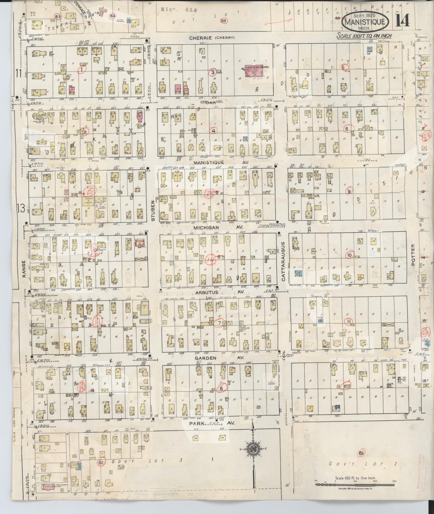 Sanborn Fire Insurance Map from Manistique, Schoolcraft County, Michigan (1950), Sheet #0014 - Complete Map Set gallery image, historic Sanborn map, vintage wall art, Michigan Michigan