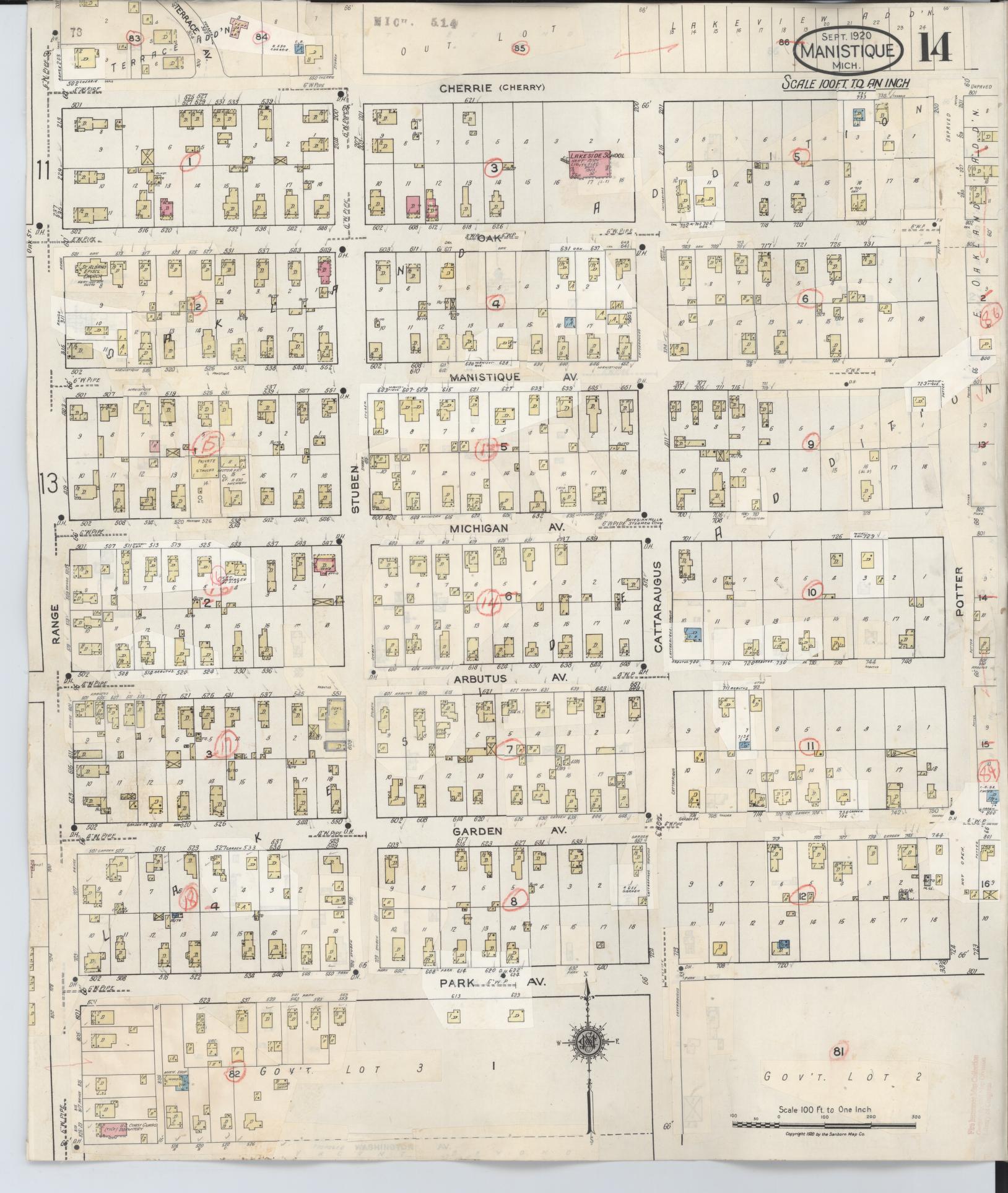 Sanborn Fire Insurance Map from Manistique, Schoolcraft County, Michigan (1950), Sheet #0014 - Complete Map Set gallery image, historic Sanborn map, vintage wall art, Michigan Michigan