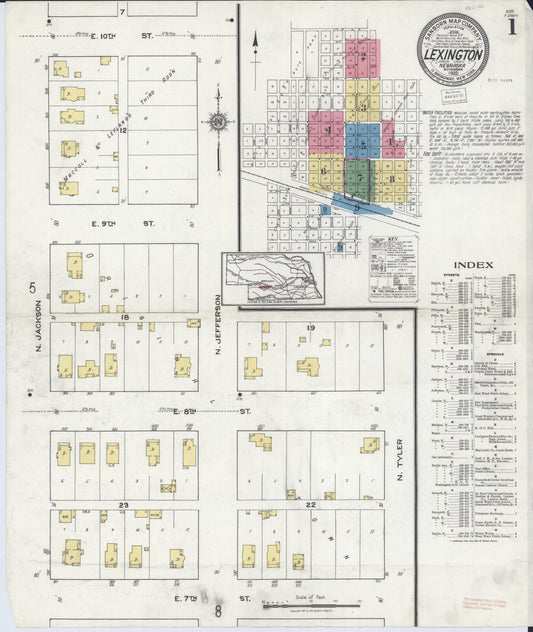 Sanborn Fire Insurance Map from Lexington, Dawson County, Nebraska (1920), Sheet #0001 - Historic Sanborn Fire Insurance Map Print, vintage old map wall art, antique decor, genealogy gift, Nebraska Nebraska map