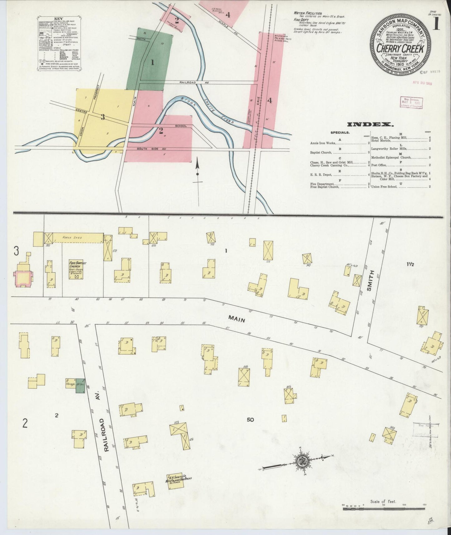 Sanborn Fire Insurance Map from Cherry Creek, Chautauqua County, New York. (1910) – Historic Sanborn Fire Insurance Map Print