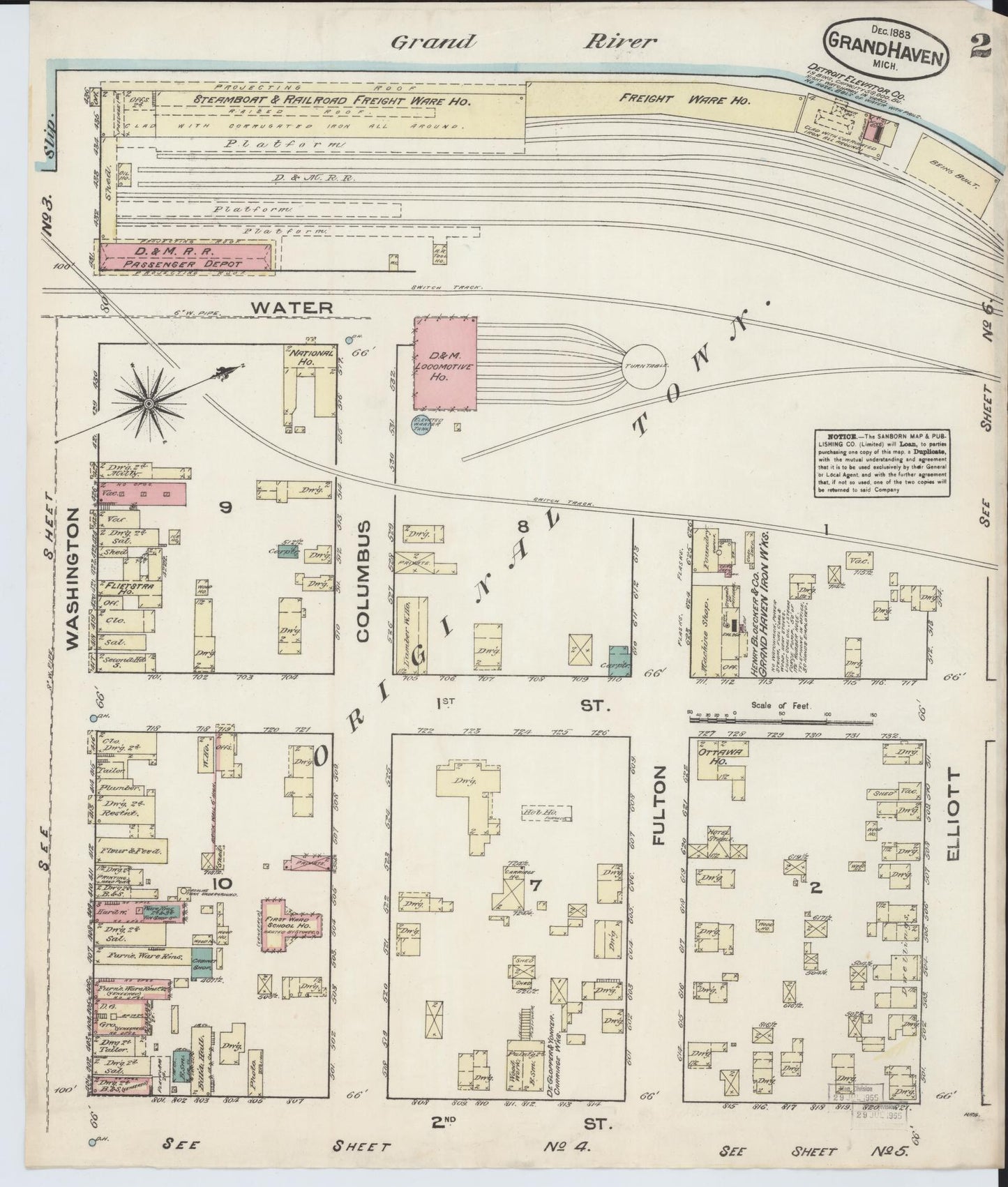 Sanborn Fire Insurance Map from Grand Haven, Ottawa County, Michigan (1883), Sheet #0002 - Complete Map Set gallery image, historic Sanborn map, vintage wall art, Michigan Michigan