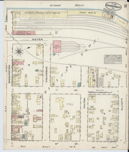 Sanborn Fire Insurance Map from Grand Haven, Ottawa County, Michigan (1883), Sheet #0002 - Complete Map Set gallery image, historic Sanborn map, vintage wall art, Michigan Michigan