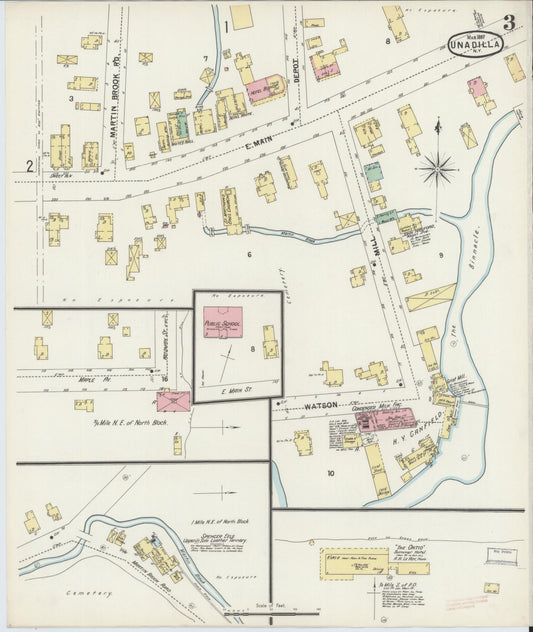 Sanborn Fire Insurance Map from Unadilla, Otsego County, New York (1897), Sheet #0003 - Historic Sanborn Fire Insurance Map Print, vintage old map wall art, antique decor, genealogy gift, New York New York map