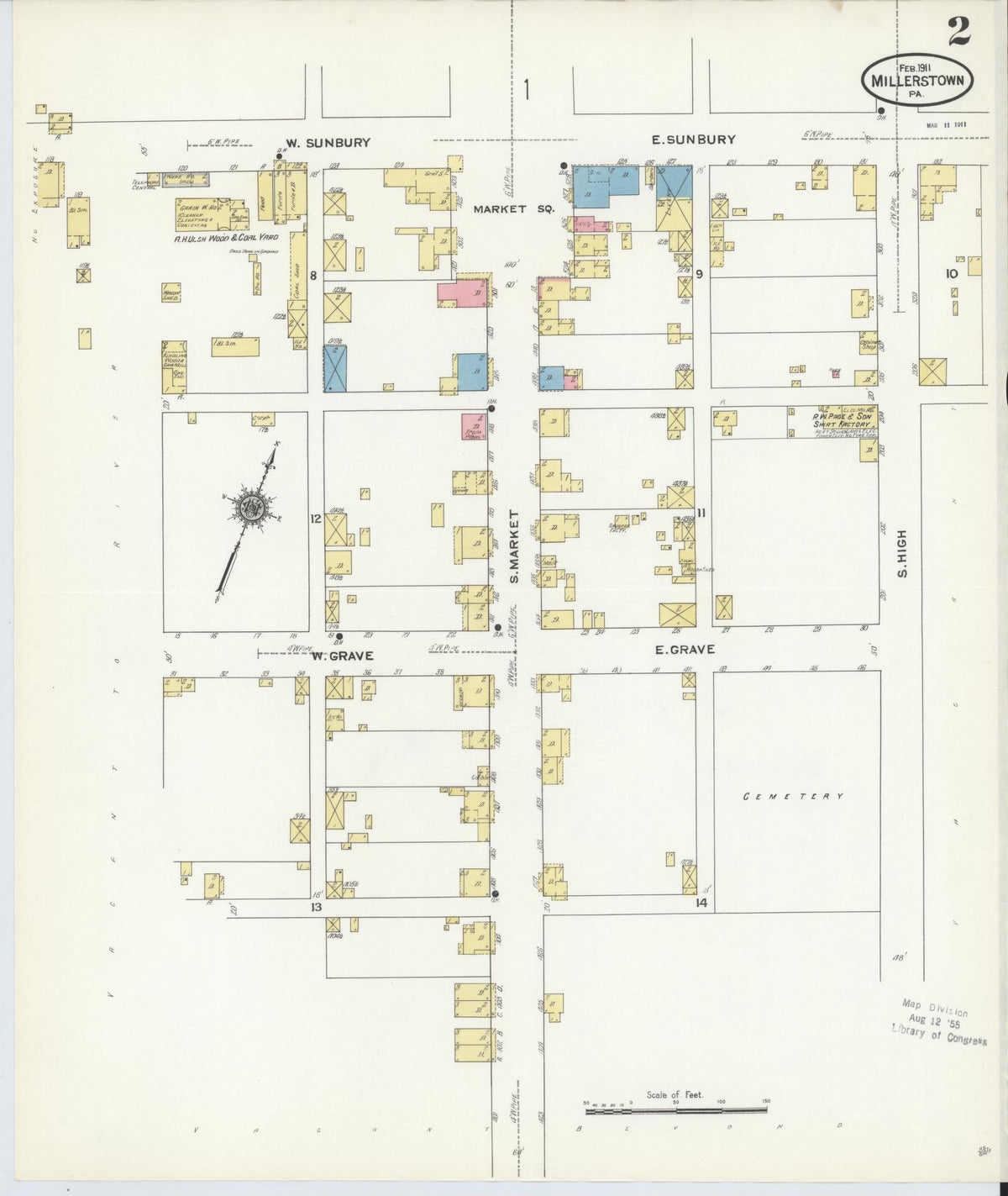 Sanborn Fire Insurance Map from Millerstown, Perry County, Pennsylvania (1911), Sheet #0002 - Historic Sanborn Fire Insurance Map Print, vintage old map wall art, antique decor, genealogy gift, Pennsylvania Pennsylvania map