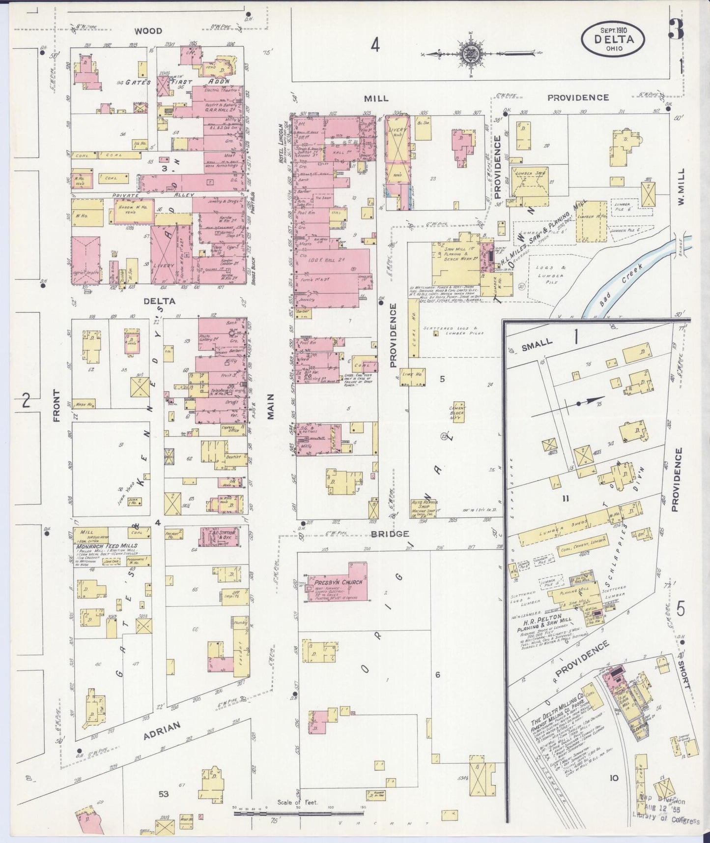 Sanborn Fire Insurance Map from Delta, Fulton County, Ohio (1910), Sheet #0003 - Complete Map Set gallery image, historic Sanborn map, vintage wall art, Ohio Ohio
