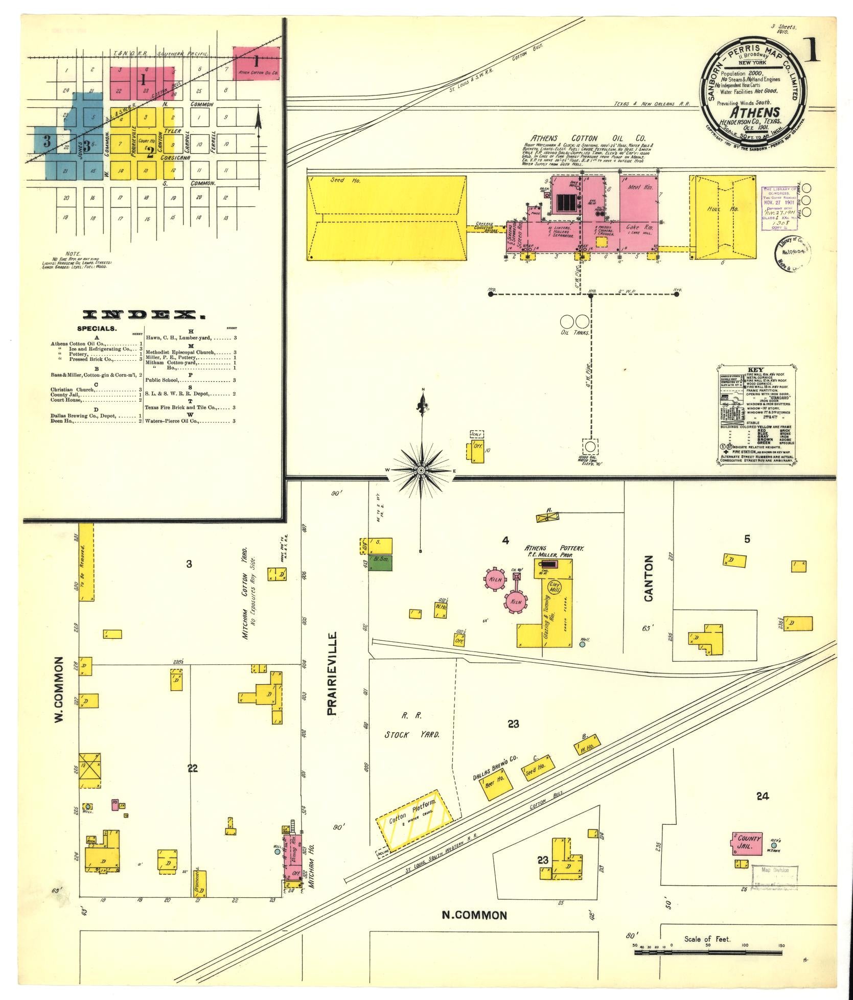 Sanborn Fire Insurance Map from Athens, Henderson County, Texas. (1901) – Historic Sanborn Fire Insurance Map Print