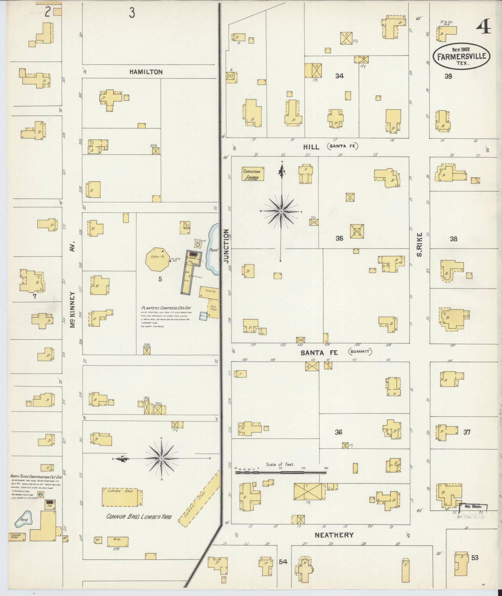 Sanborn Fire Insurance Map from Farmersville, Collin County, Texas (1902), Sheet #0004 - Complete Map Set gallery image, historic Sanborn map, vintage wall art, Texas Texas