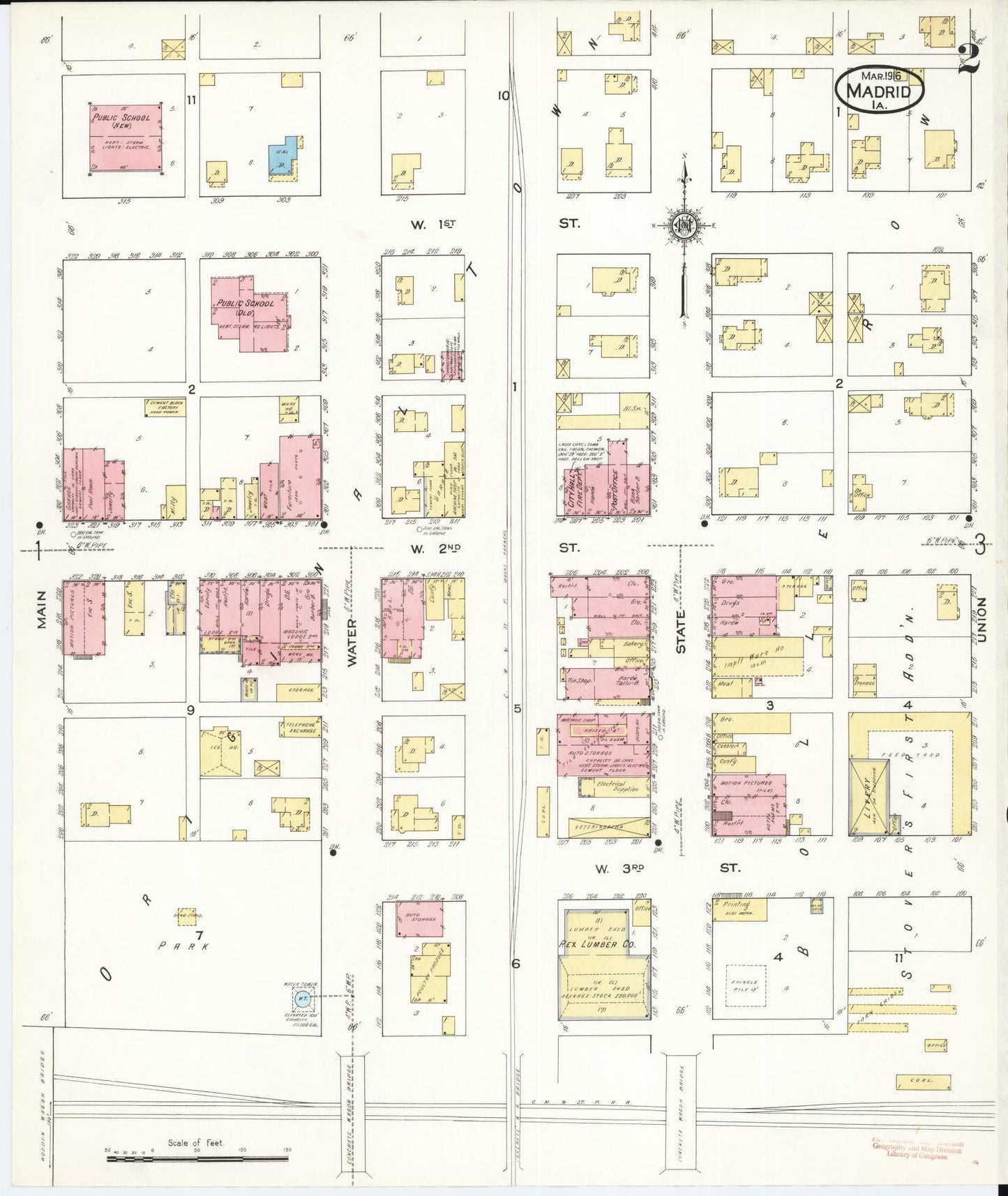 Sanborn Fire Insurance Map from Madrid, Boone County, Iowa (1916), Sheet #0002 - Historic Sanborn Fire Insurance Map Print