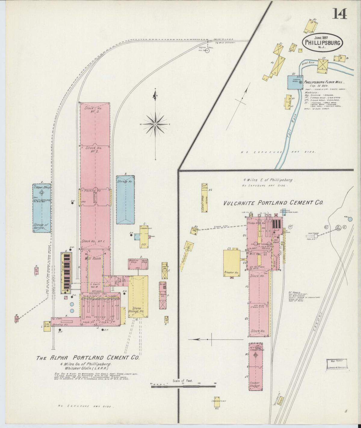 Sanborn Fire Insurance Map from Phillipsburg, Warren County, New Jersey (1897), Sheet #0014 - Historic Sanborn Fire Insurance Map Print, vintage old map wall art, antique decor, genealogy gift, New Jersey New Jersey map