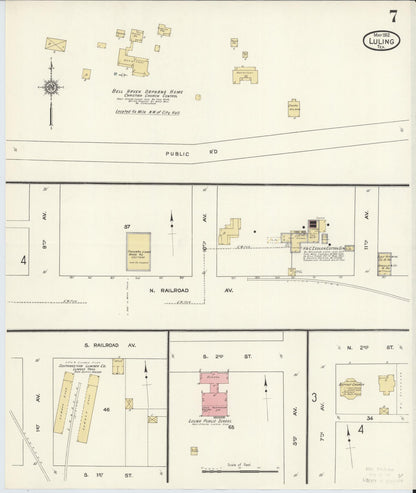 Sanborn Fire Insurance Map from Luling, Caldwell County, Texas (1912), Sheet #0007 - Complete Map Set gallery image, historic Sanborn map, vintage wall art, Texas Texas