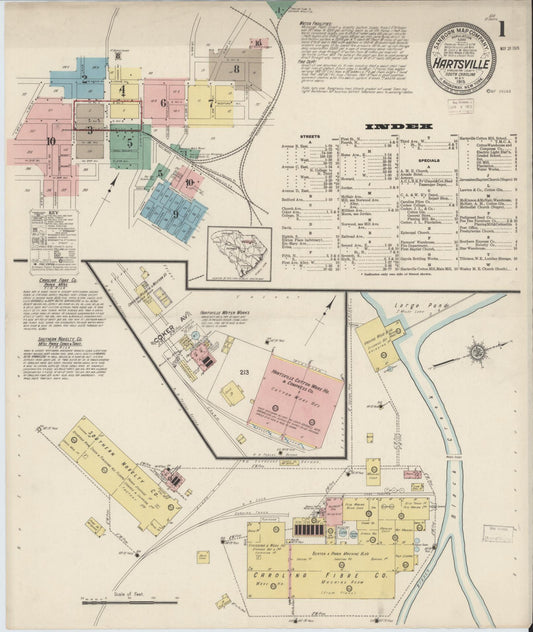 Sanborn Fire Insurance Map from Hartsville, Darlington County, South Carolina. (1915) – Historic Sanborn Fire Insurance Map Print