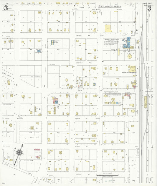 Sanborn Fire Insurance Map from Davis, Murray County, Oklahoma (1939), Sheet #0003 - Historic Sanborn Fire Insurance Map Print, vintage old map wall art, antique decor, genealogy gift, Oklahoma Oklahoma map