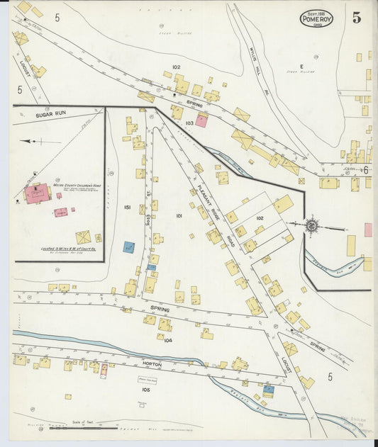 Sanborn Fire Insurance Map from Pomeroy, Meigs County, Ohio (1916), Sheet #0005 - Historic Sanborn Fire Insurance Map Print, vintage old map wall art, antique decor, genealogy gift, Ohio Ohio map