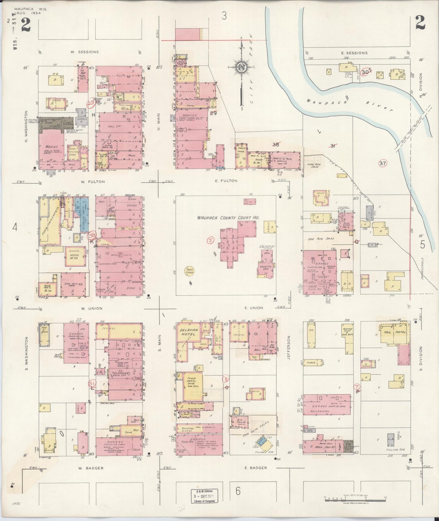 Sanborn Fire Insurance Map from Waupaca, Waupaca County, Wisconsin (1941), Sheet #0002 - Complete Map Set gallery image, historic Sanborn map, vintage wall art, Wisconsin Wisconsin