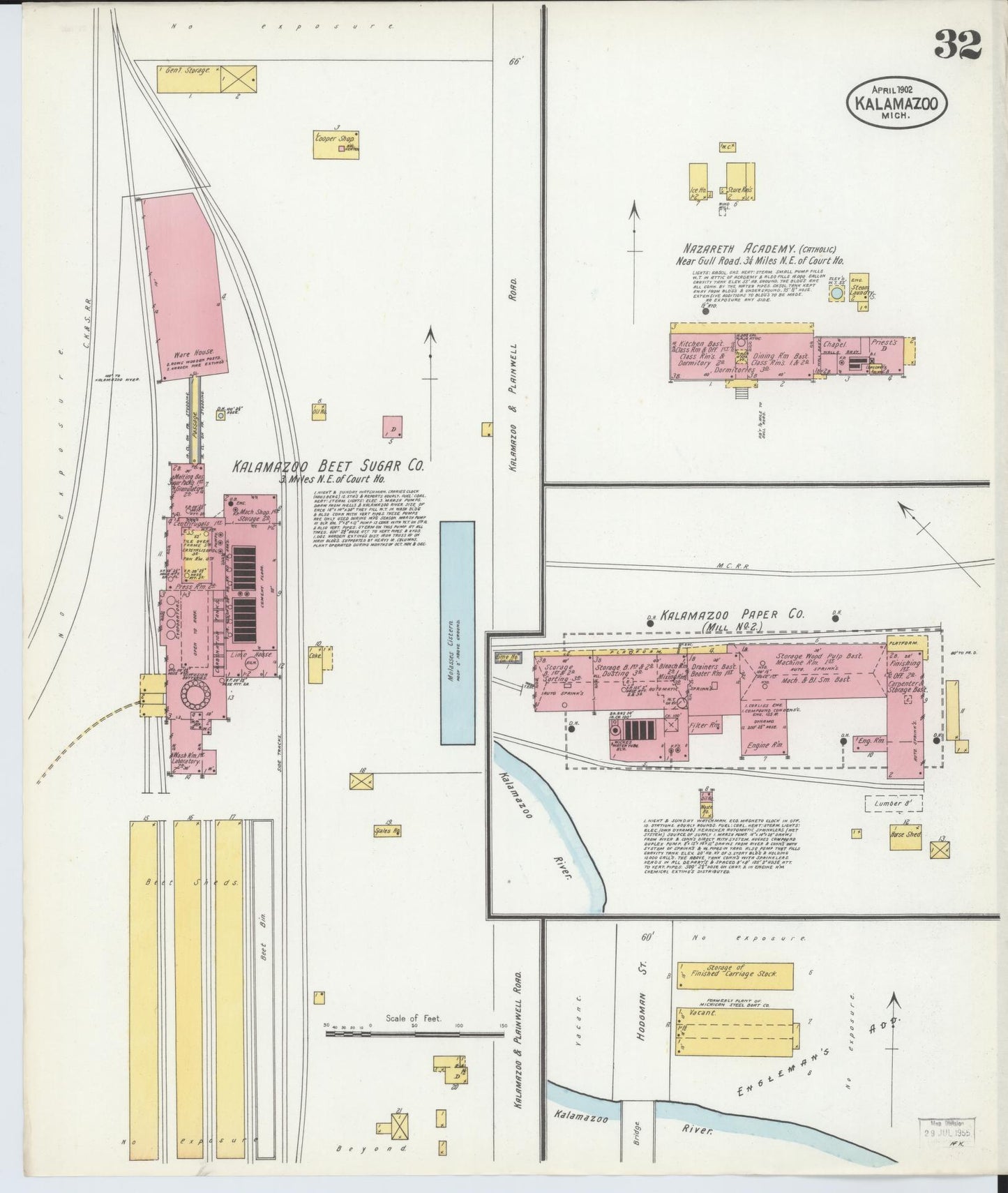 Sanborn Fire Insurance Map from Kalamazoo, Kalamazoo County, Michigan (1902), Sheet #0032 - Complete Map Set gallery image, historic Sanborn map, vintage wall art, Michigan Michigan