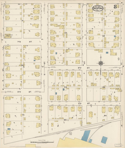 Sanborn Fire Insurance Map from Bedford, Lawrence County, Indiana (1922), Sheet #0008 - Historic Sanborn Fire Insurance Map Print, vintage old map wall art, antique decor, genealogy gift, Indiana Indiana map