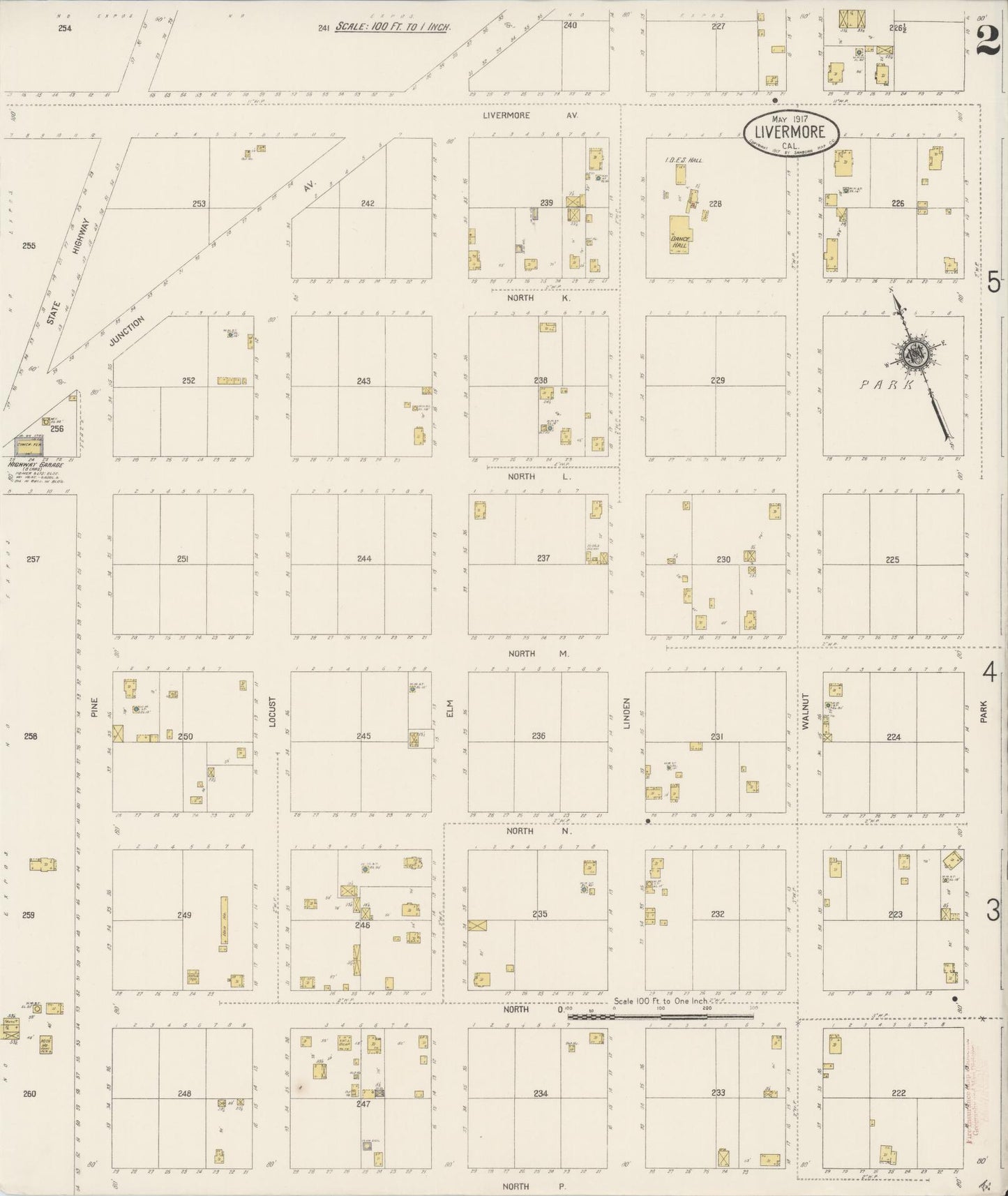 Sanborn Fire Insurance Map from Livermore, Alameda County, California (1917), Sheet #0002 - Complete Map Set gallery image, historic Sanborn map, vintage wall art, California California