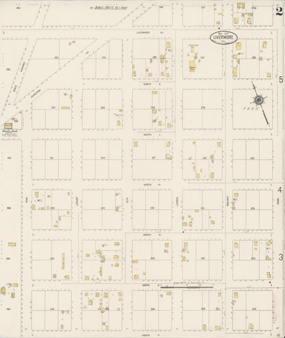 Sanborn Fire Insurance Map from Livermore, Alameda County, California (1917), Sheet #0002 - Complete Map Set gallery image, historic Sanborn map, vintage wall art, California California
