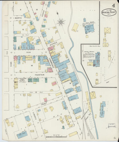Sanborn Fire Insurance Map from Mineral Point, Iowa County, Wisconsin (1894), Sheet #0004 - Complete Map Set gallery image, historic Sanborn map, vintage wall art, Wisconsin Wisconsin