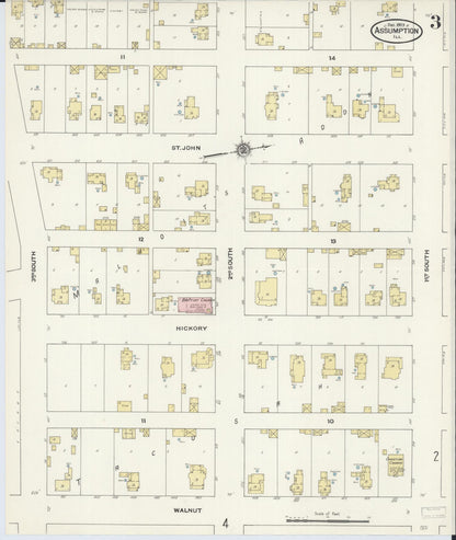 Sanborn Fire Insurance Map from Assumption, Christian County, Illinois (1909), Sheet #0003 - Complete Map Set gallery image, historic Sanborn map, vintage wall art, Illinois Illinois