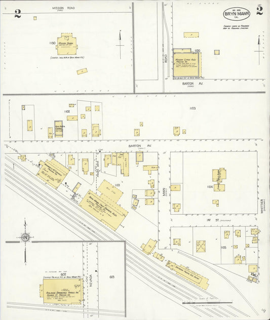 Sanborn Fire Insurance Map from Bryn Mawr, San Bernardino County, California (1928), Sheet #0002 - Historic Sanborn Fire Insurance Map Print, vintage old map wall art, antique decor, genealogy gift, California California map
