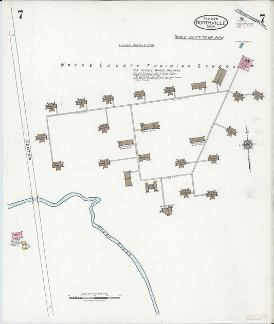 Sanborn Fire Insurance Map from Northville, Wayne County, Michigan (1926), Sheet #0007 - Historic Sanborn Fire Insurance Map Print, vintage old map wall art, antique decor, genealogy gift, Michigan Michigan map
