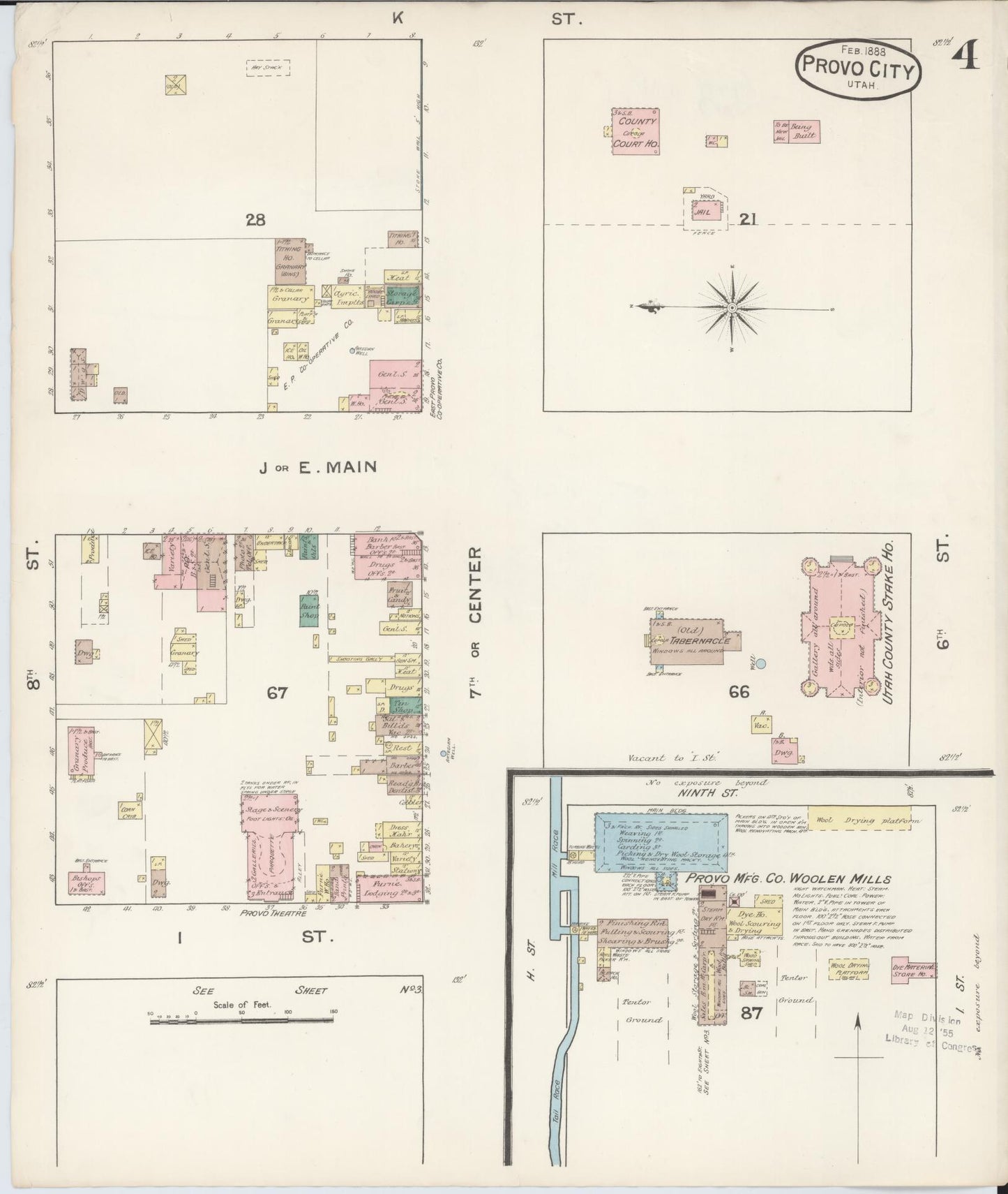 Sanborn Fire Insurance Map from Provo, Utah County, Utah (1888), Sheet #0004 - Complete Map Set gallery image, historic Sanborn map, vintage wall art, Provo Utah