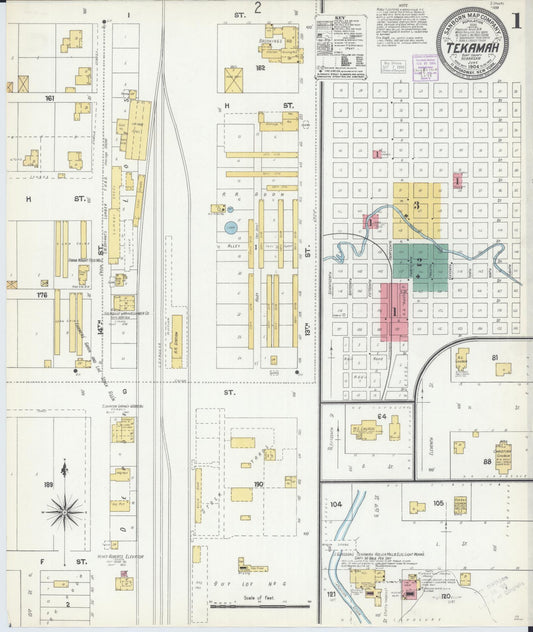 Sanborn Fire Insurance Map from Tekamah, Burt County, Nebraska (1904), Sheet #0001 - Historic Sanborn Fire Insurance Map Print, vintage old map wall art, antique decor, genealogy gift, Nebraska Nebraska map