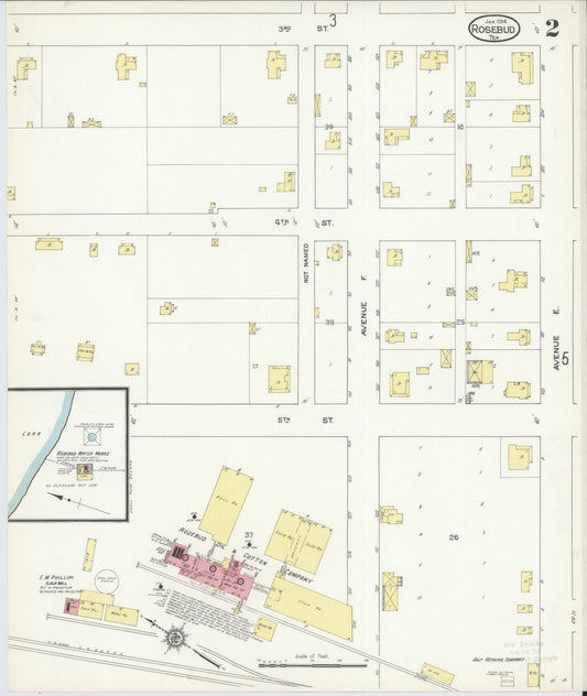 Sanborn Fire Insurance Map from Rosebud, Falls County, Texas (1914), Sheet #0002 - Historic Sanborn Fire Insurance Map Print, vintage old map wall art, antique decor, genealogy gift, Texas Texas map