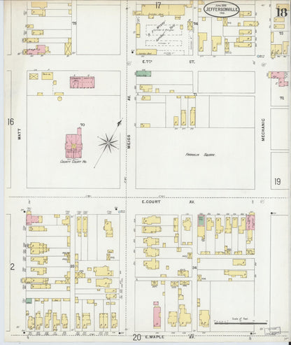 Sanborn Fire Insurance Map from Jeffersonville, Clark County, Indiana (1898), Sheet #0018 - Complete Map Set gallery image, historic Sanborn map, vintage wall art, Indiana Indiana