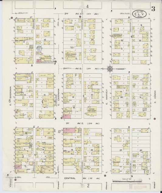 Sanborn Fire Insurance Map from Ely, Saint Louis County, Minnesota (1914), Sheet #0003 - Historic Sanborn Fire Insurance Map Print, vintage old map wall art, antique decor, genealogy gift, Minnesota Minnesota map