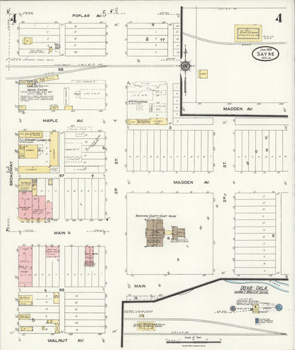 Sanborn Fire Insurance Map from Sayre, Beckham County, Oklahoma (1924), Sheet #0004 - Complete Map Set gallery image, historic Sanborn map, vintage wall art, Oklahoma Oklahoma