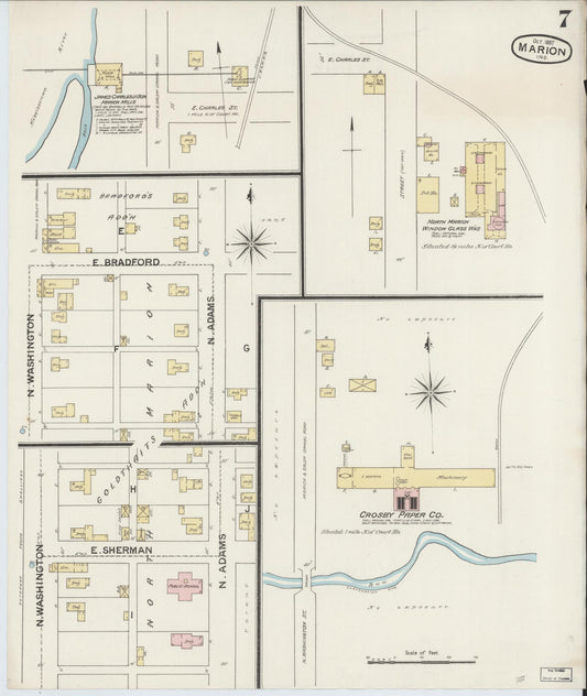 Sanborn Fire Insurance Map from Marion, Grant County, Indiana (1887), Sheet #0007 - Historic Sanborn Fire Insurance Map Print, vintage old map wall art, antique decor, genealogy gift, Indiana Indiana map
