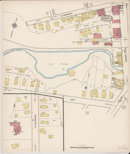Sanborn Fire Insurance Map from Norwalk, Huron County, Ohio (1922), Sheet #0017 - Historic Sanborn Fire Insurance Map Print, vintage old map wall art, antique decor, genealogy gift, Ohio Ohio map