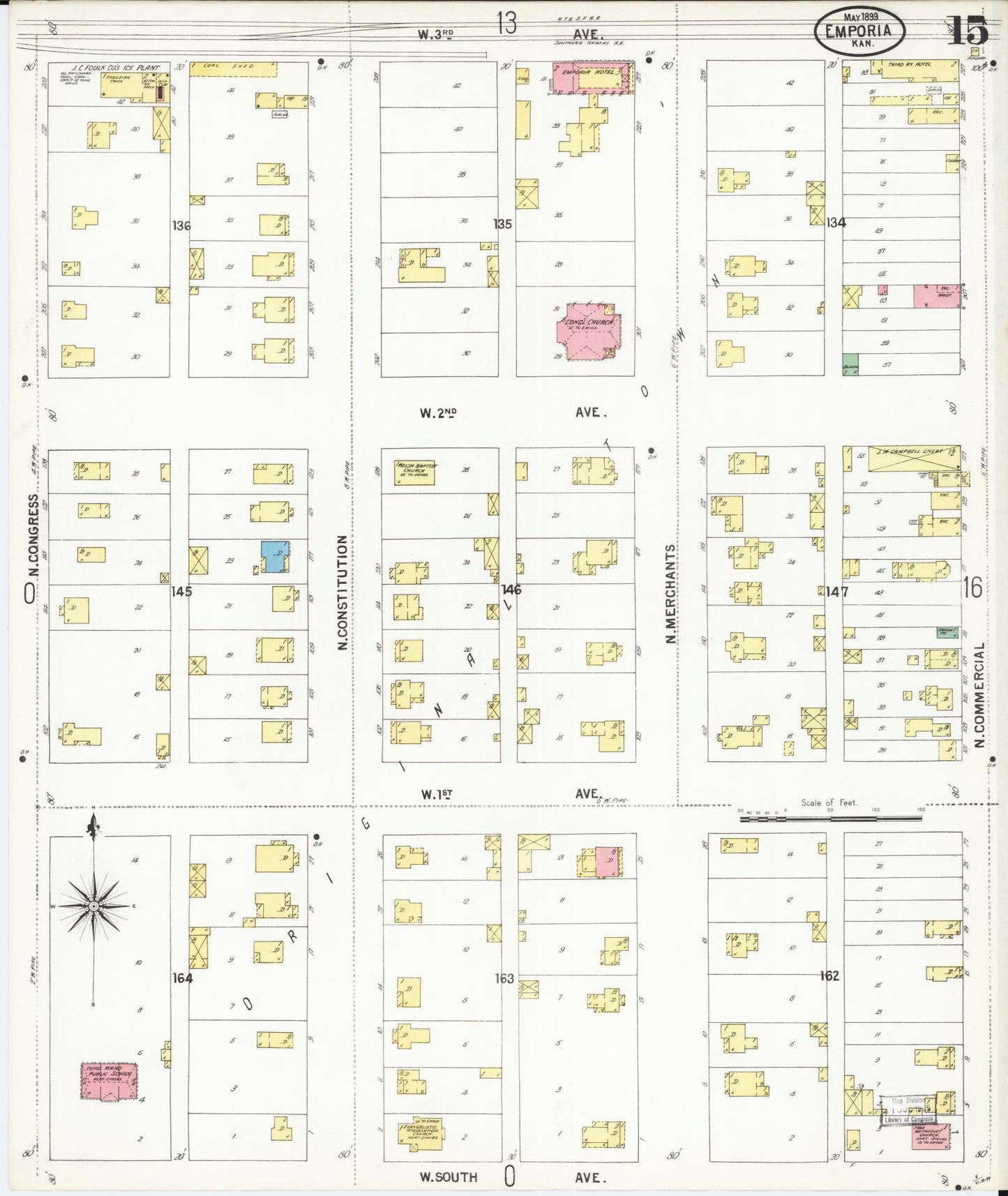 Sanborn Fire Insurance Map from Emporia, Lyon County, Kansas (1899), Sheet #0015 - Complete Map Set gallery image, historic Sanborn map, vintage wall art, Kansas Kansas