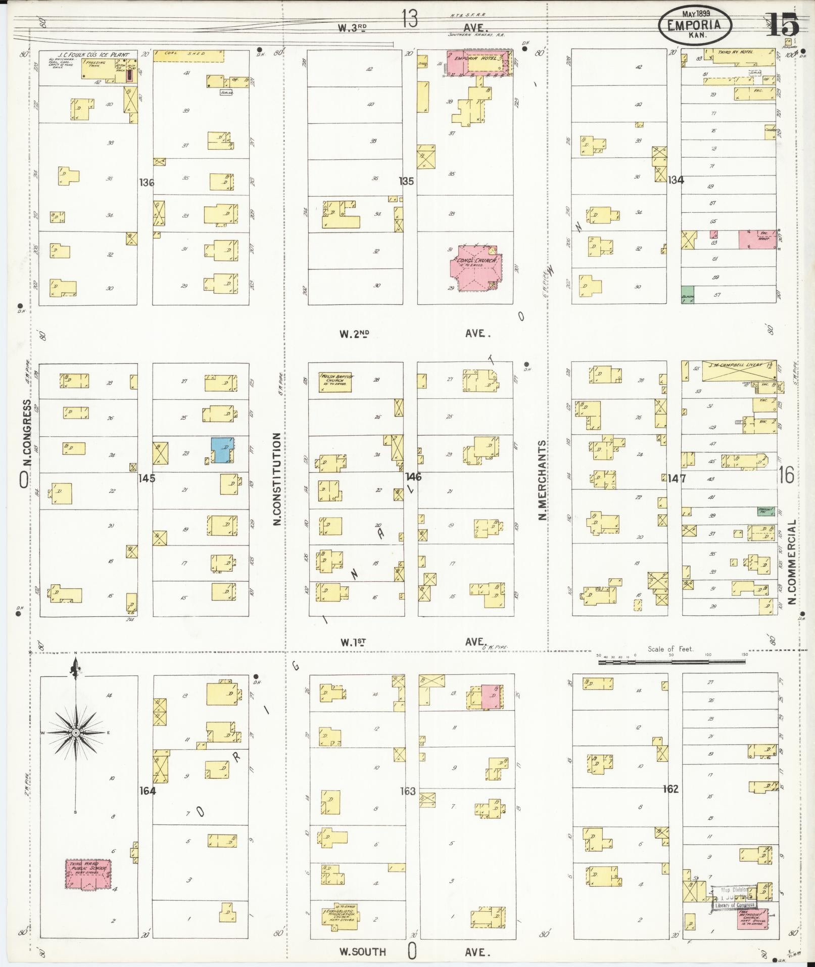 Sanborn Fire Insurance Map from Emporia, Lyon County, Kansas (1899), Sheet #0015 - Complete Map Set gallery image, historic Sanborn map, vintage wall art, Kansas Kansas