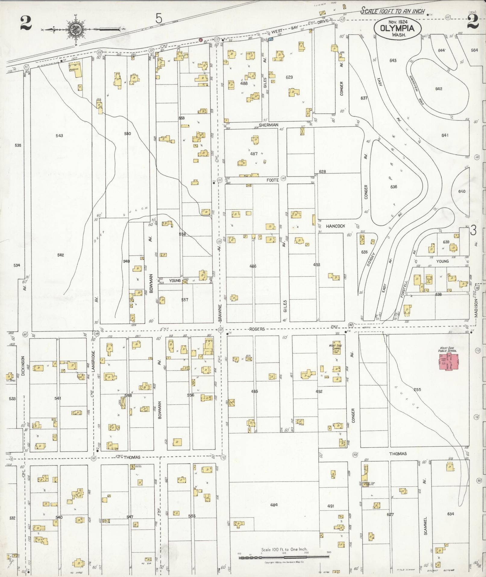 Sanborn Fire Insurance Map from Olympia, Thurston County, Washington (1924), Sheet #0002 - Complete Map Set gallery image, historic Sanborn map, vintage wall art, Washington Washington