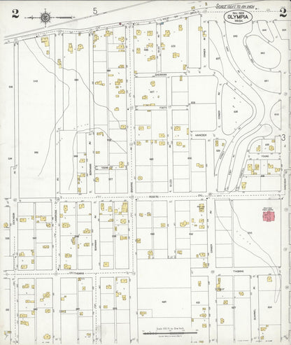 Sanborn Fire Insurance Map from Olympia, Thurston County, Washington (1924), Sheet #0002 - Complete Map Set gallery image, historic Sanborn map, vintage wall art, Washington Washington