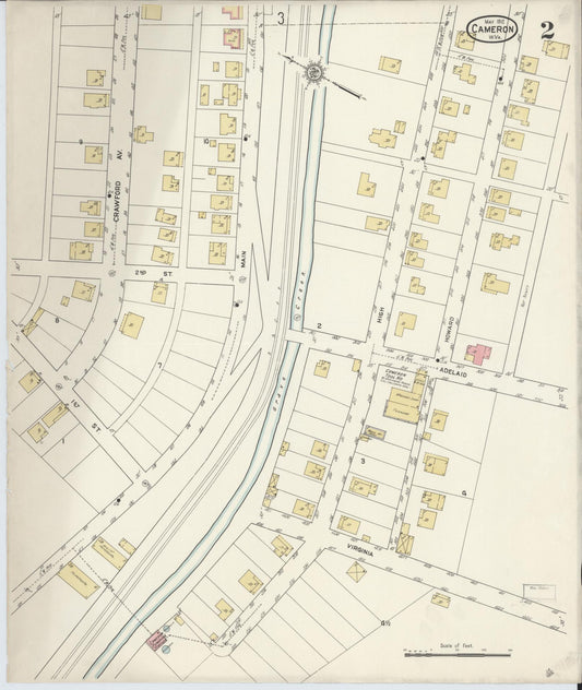 Sanborn Fire Insurance Map from Cameron, Marshall County, West Virginia (1912), Sheet #0002 - Historic Sanborn Fire Insurance Map Print, vintage old map wall art, antique decor, genealogy gift, West Virginia West Virginia map