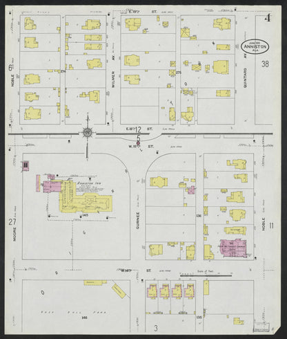 Sanborn Fire Insurance Map from Anniston, Calhoun County, Alabama (1910), Sheet #0004 - Complete Map Set gallery image, historic Sanborn map, vintage wall art, Alabama Alabama