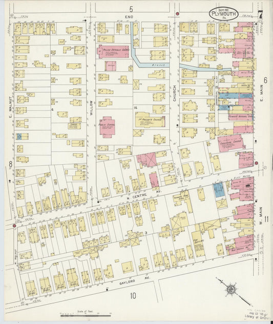 Sanborn Fire Insurance Map from Plymouth, Luzerne County, Pennsylvania (1912), Sheet #0007 - Historic Sanborn Fire Insurance Map Print, vintage old map wall art, antique decor, genealogy gift, Pennsylvania Pennsylvania map