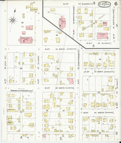 Sanborn Fire Insurance Map from Fort Dodge, Webster County, Iowa (1896), Sheet #0006 - Historic Sanborn Fire Insurance Map Print