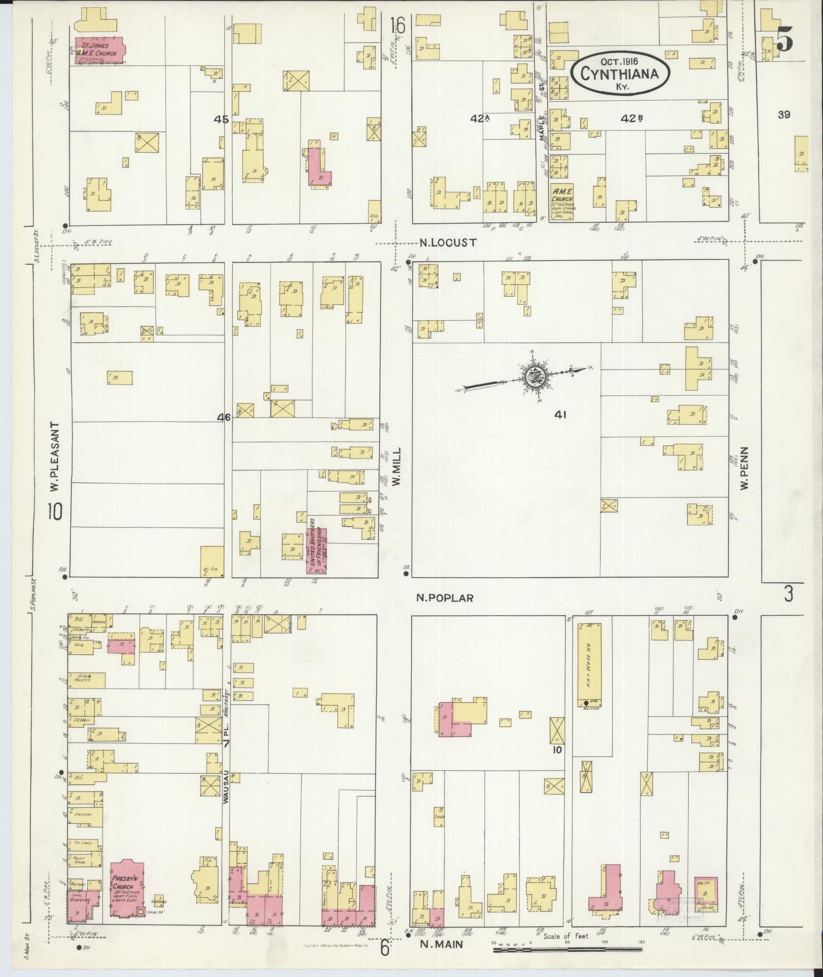 Sanborn Fire Insurance Map from Cynthiana, Harrison County, Kentucky (1916), Sheet #0005 - Complete Map Set gallery image, historic Sanborn map, vintage wall art, Kentucky Kentucky