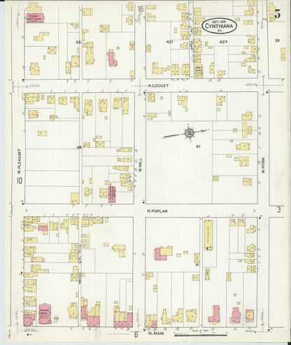 Sanborn Fire Insurance Map from Cynthiana, Harrison County, Kentucky (1916), Sheet #0005 - Complete Map Set gallery image, historic Sanborn map, vintage wall art, Kentucky Kentucky