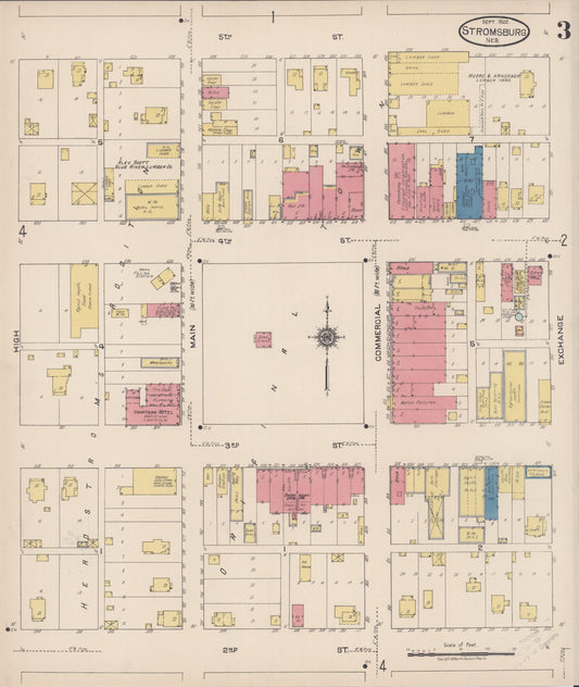 Sanborn Fire Insurance Map from Stromsburg, Polk County, Nebraska (1922), Sheet #0003 - Historic Sanborn Fire Insurance Map Print, vintage old map wall art, antique decor, genealogy gift, Nebraska Nebraska map