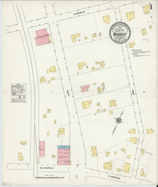 Sanborn Fire Insurance Map from Woodruff, Spartanburg County, South Carolina. (1911) – Historic Sanborn Fire Insurance Map Print