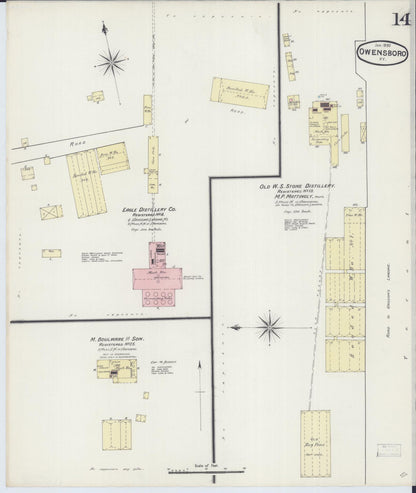 Sanborn Fire Insurance Map from Owensboro, Daviess County, Kentucky (1890), Sheet #0014 - Complete Map Set gallery image, historic Sanborn map, vintage wall art, Kentucky Kentucky