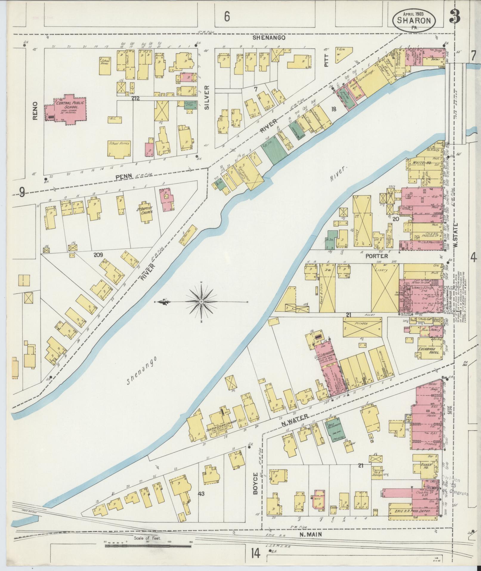 Sanborn Fire Insurance Map from Sharon, Mercer County, Pennsylvania. (1903), Sheet 3 – Historic Sanborn Fire Insurance Map Print