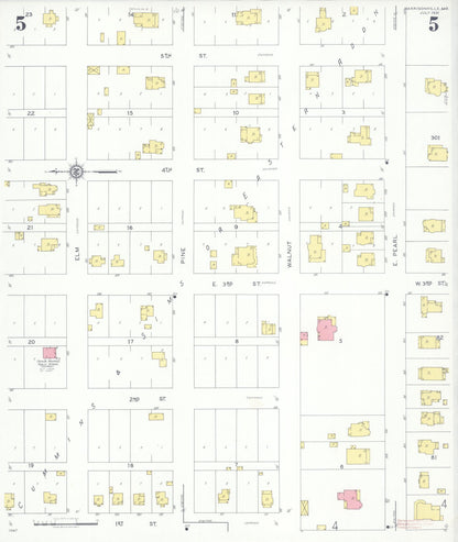 Sanborn Fire Insurance Map from Harrisonville, Cass County, Missouri (1931), Sheet #0005 - Historic Sanborn Fire Insurance Map Print, vintage old map wall art, antique decor, genealogy gift, Missouri Missouri map